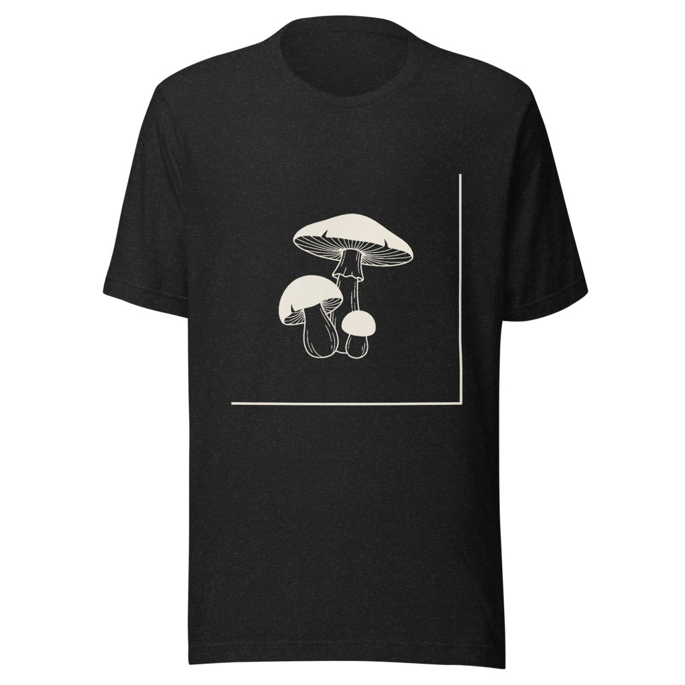 Mushroom Line Trio Graphic T-Shirt, Men's, front, black with cream print