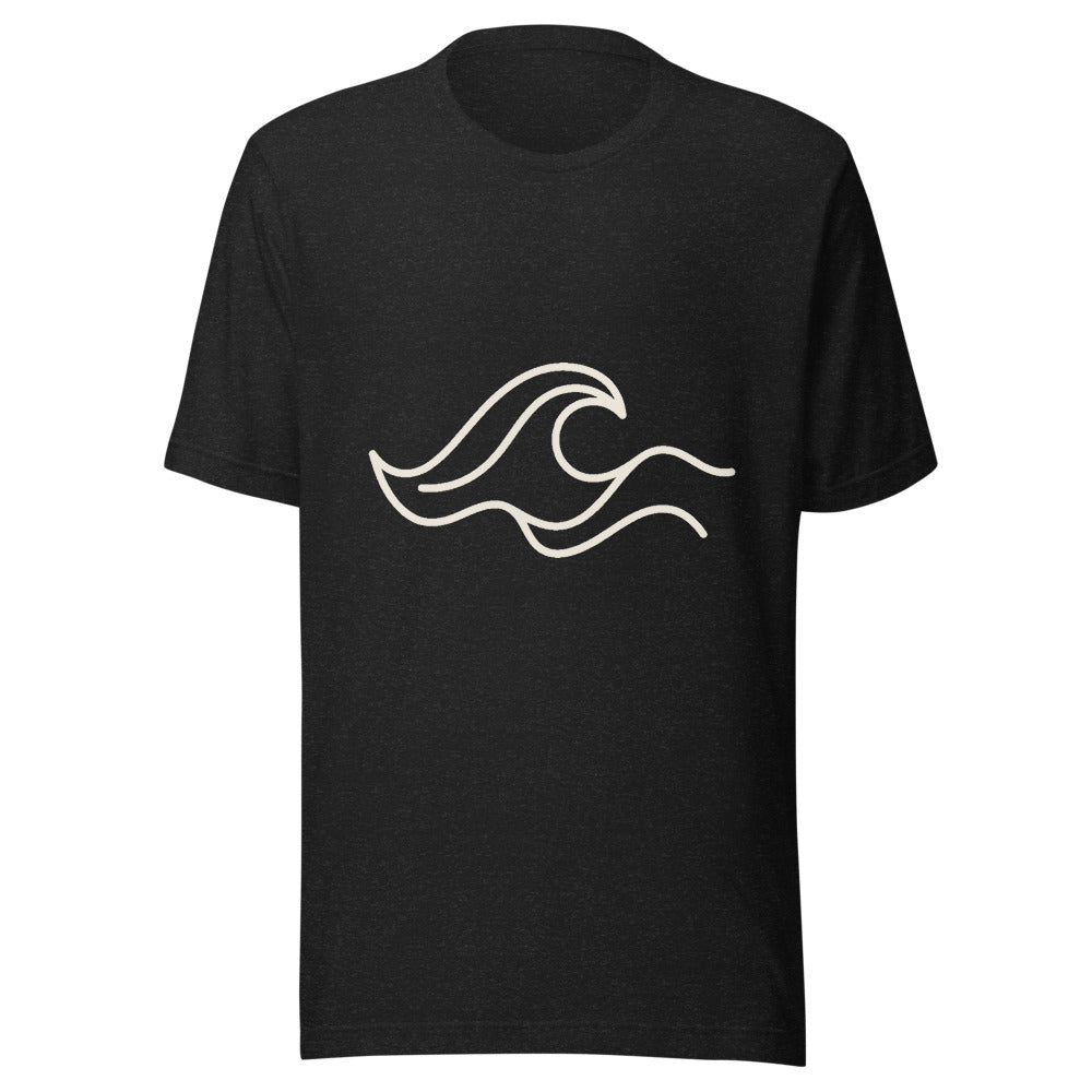 One-Line Wave California Graphic T-Shirt, Men's, front, black with cream print