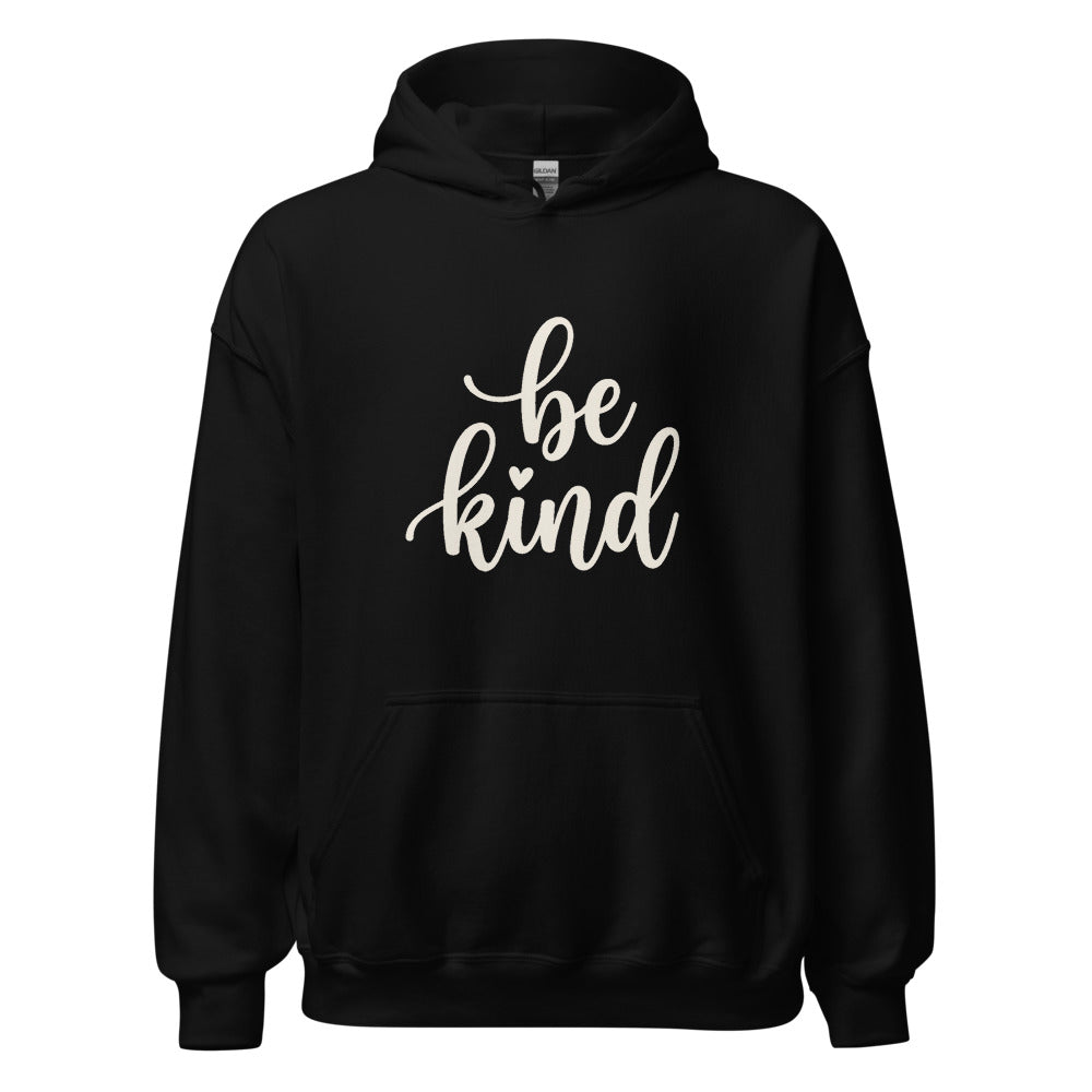 Be Kind Script Pullover Hoodie, Men's, front, black with cream print