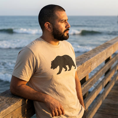 California Bear Tee on-figure. Cali Life Co. California apparel, designed in San Diego