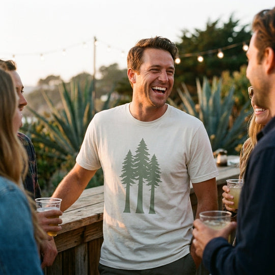 Redwood Silhouette Tee — Men's back view. Cali Life Co. California apparel, designed in San Diego