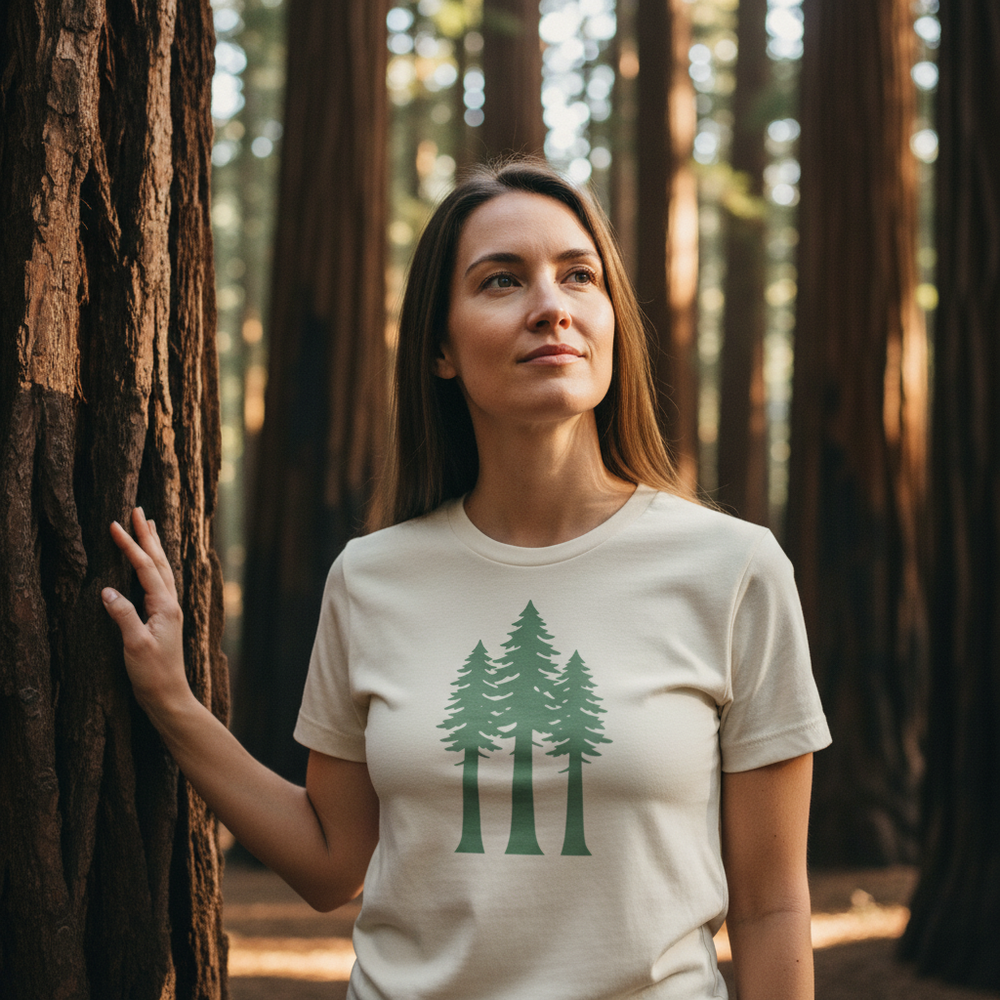 Redwood Silhouette Tee — Women's front view. Cali Life Co. California apparel, designed in San Diego