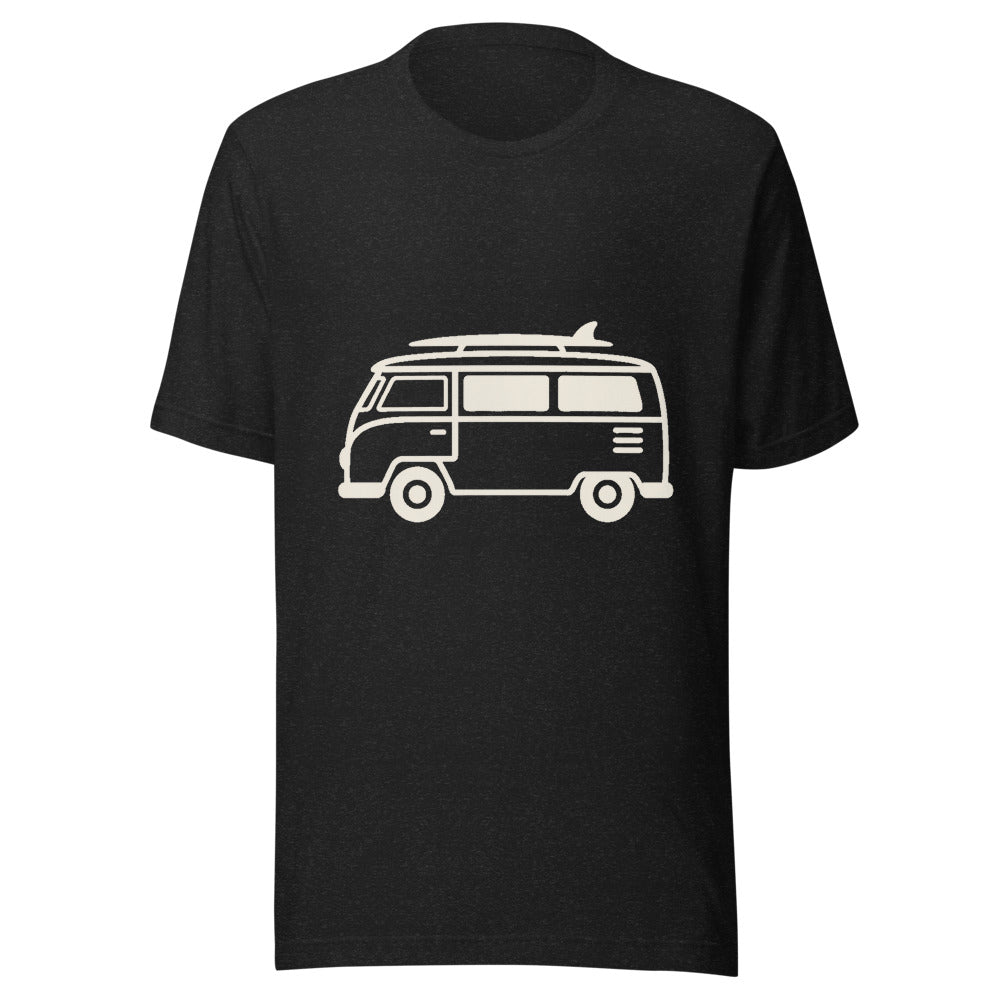 VW Bus Line Art Graphic T-Shirt, Men's, front, black with cream print
