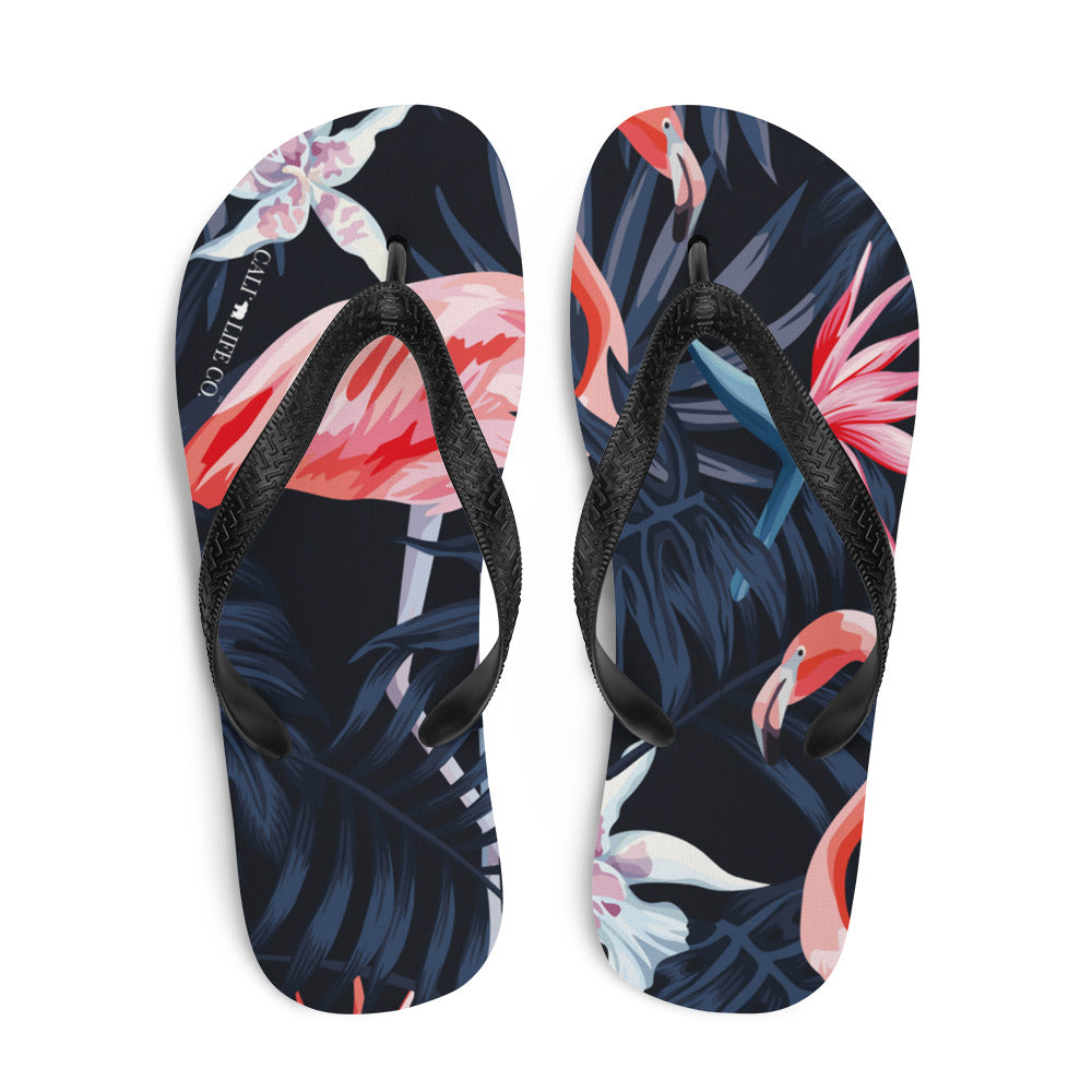 Blue Flamingo Flip-Flops
